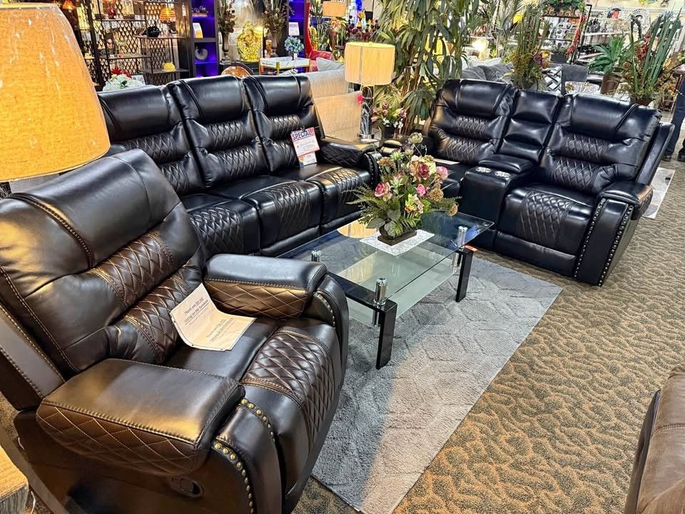 🔥50% off  Leather Recliner Set Sofa Loveseat & Chair $1620