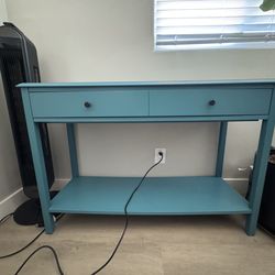 Teal Entry Table w/ wide storage drawer