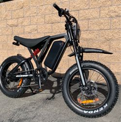 52V/1500W Electric Dirt Bike Style E-Bike, 40mph, XL 25ah Battery, Full Suspension, 20x4.0