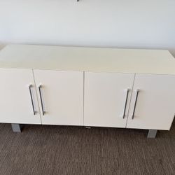 4’x20”Dx27”T White Credenza with Metal Handles