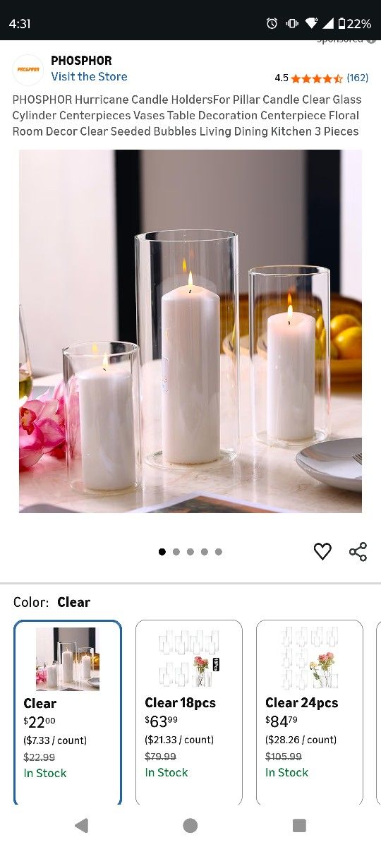 3 Pack Wedding Decoration Vases 