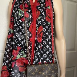 Louis Vuitton Scarf And Wallet On Chain Set