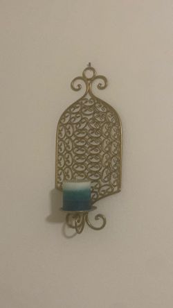 2 "Gold Metal Filigree Wall Candle Sconce