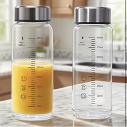 6oz Glass Juice Bottles - 4 Pack Wide Mouth Glass Bottles with Lids- BPA Free, Borosilicate Stainless Steel Lids for Juicing, Smoothies, Infused Water