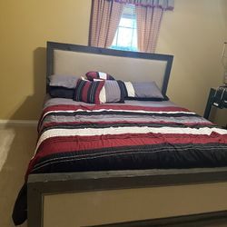 $150 OBO Price Reduced! King Size Bed Frame With Like New Mattress 
