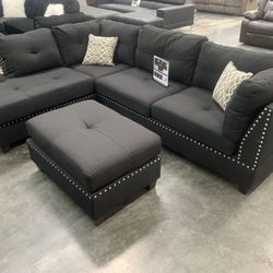 Sala De 3 Piezas.  Sectional With Ottoman 