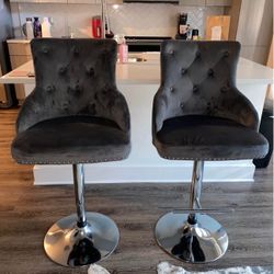 Suede bar stool pair