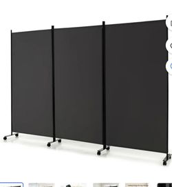Costway 3 Panel Room Divider w/ Lockable Wheels ( New )