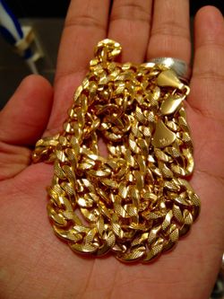 14K Gold Plated Flat Ribbed Cuban Necklace