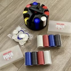 World Series Poker Chip Set Rotating Holder Rack Pleasantime Revolving Poker Rack 