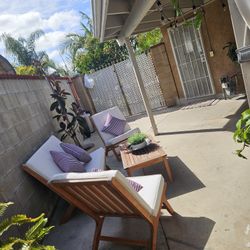 4pc Wood Patio Set/conversation Set/outdoor Furniture/Cash Only 