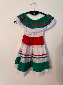 Unik Green Dress with Red Ribbon Accents size 4