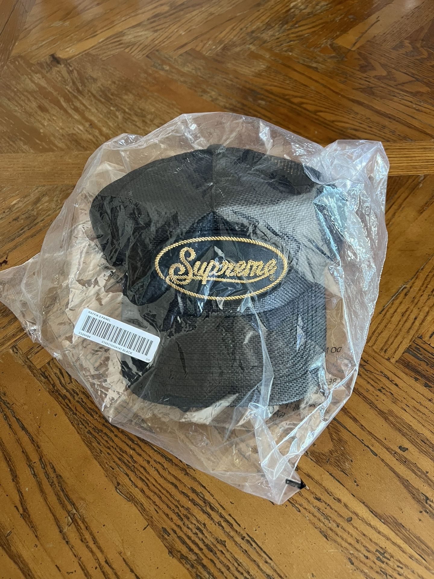 Supreme Raffia Mesh Back 5-Panel Hat Black