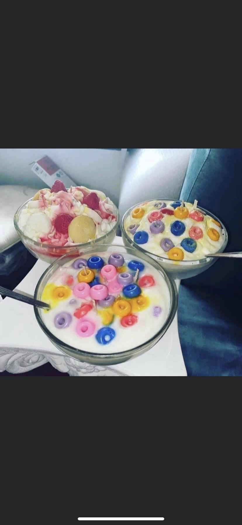 Cereal And Strawberry Banana bowl candles