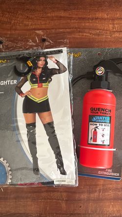 Firefighter Costume and Extinguisher (Spirit Halloween)