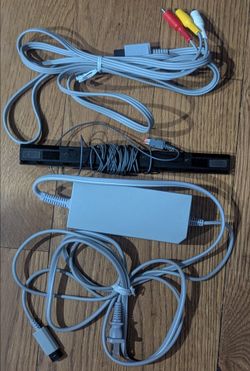 Original OEM Nintendo Brand Wii Power Cord, AV Cable, Sensor bar
Bundle