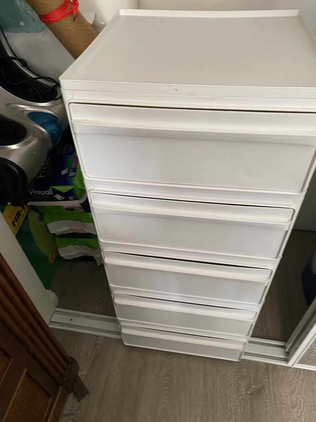 5 Drawers White Plastic Storage