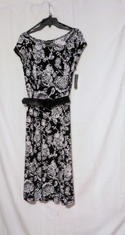 Jessica Howard Floral Black White Dress Size 8 NWT