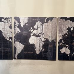 3 Piece World Wall Art 