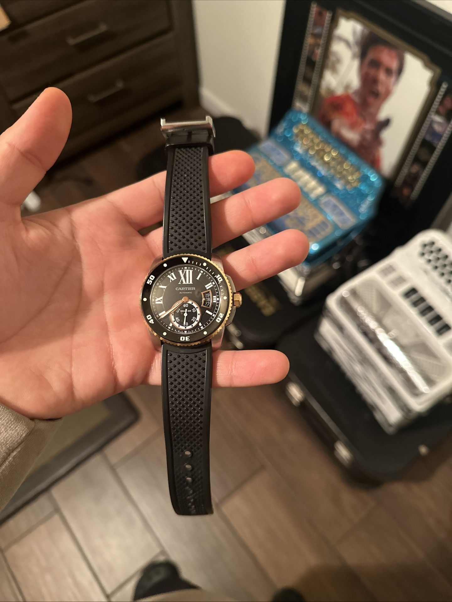Calibre De Cartier Rose Gold And Silver $7000 Dlls