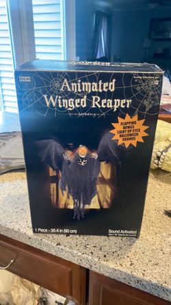 Animated Winged Reaper Halloween Decoration