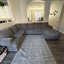 Grey U-Shaped Sofa