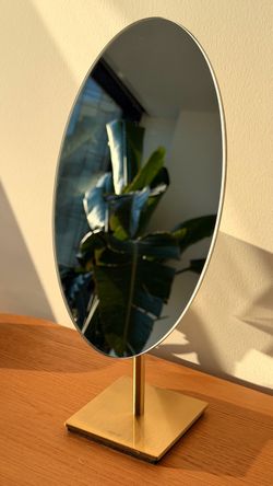 Large Oval Vanity Mirror – Antique Brass Gold Stand