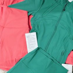 Green & Pink LuLu lemon Sets (size 5 , Shorts Come With Vest)