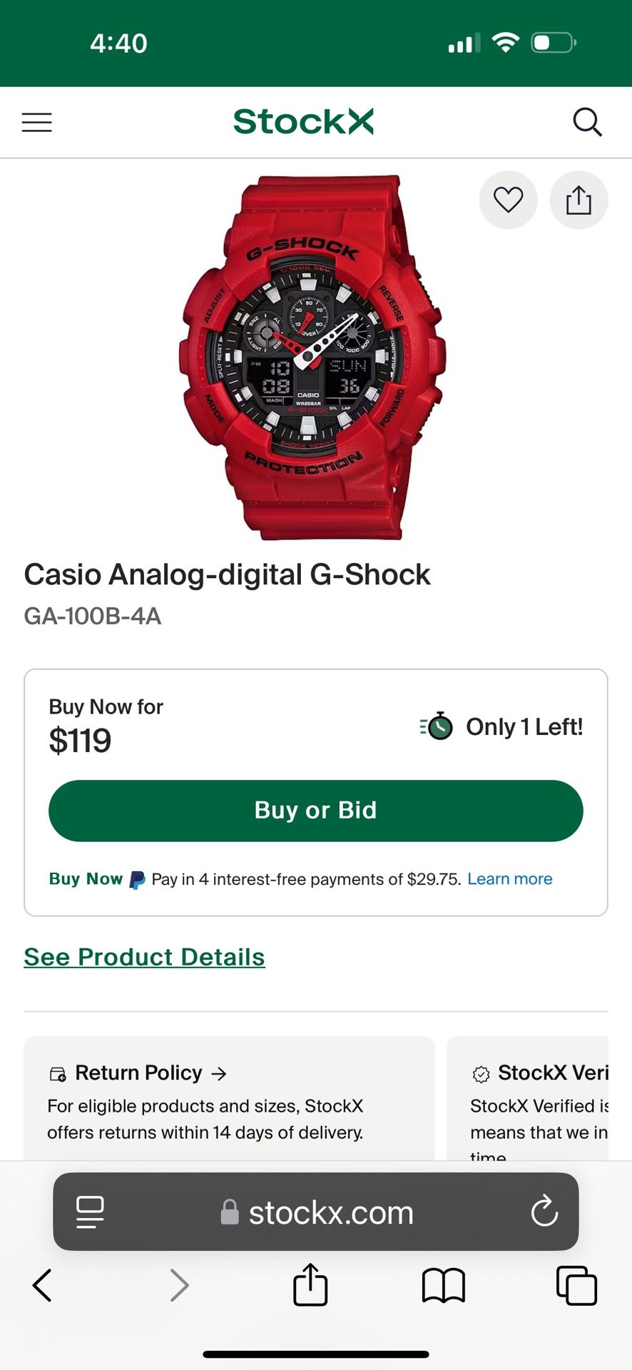 Casio Analog Digital G Shock