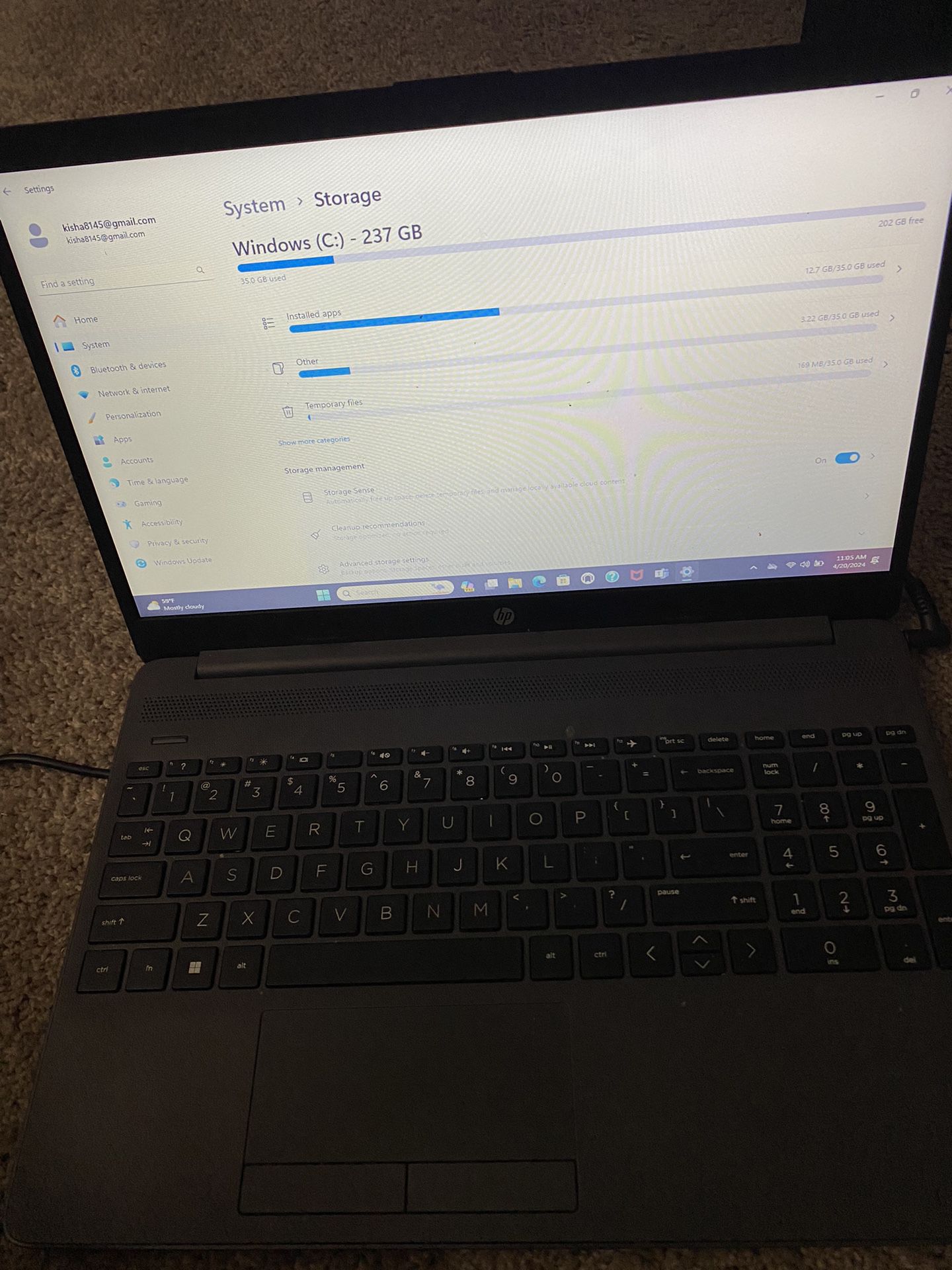 HP 255 15.6 Inch G9 notebook Of