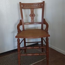 1860s-74 Eastlake Wooden Wicker Chair.