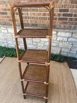 Bamboo and wicker five shelf stand