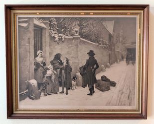 1897 Pierre Outin The First Parting Antique Photogravure Pencil Signed Framed
