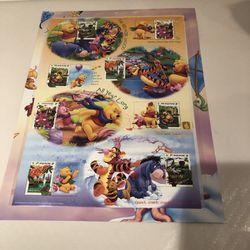 Disney Winnie The Pooh Singapore Stamp Postage Collection Sheet