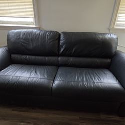 Blue leather Couch-Great Condition