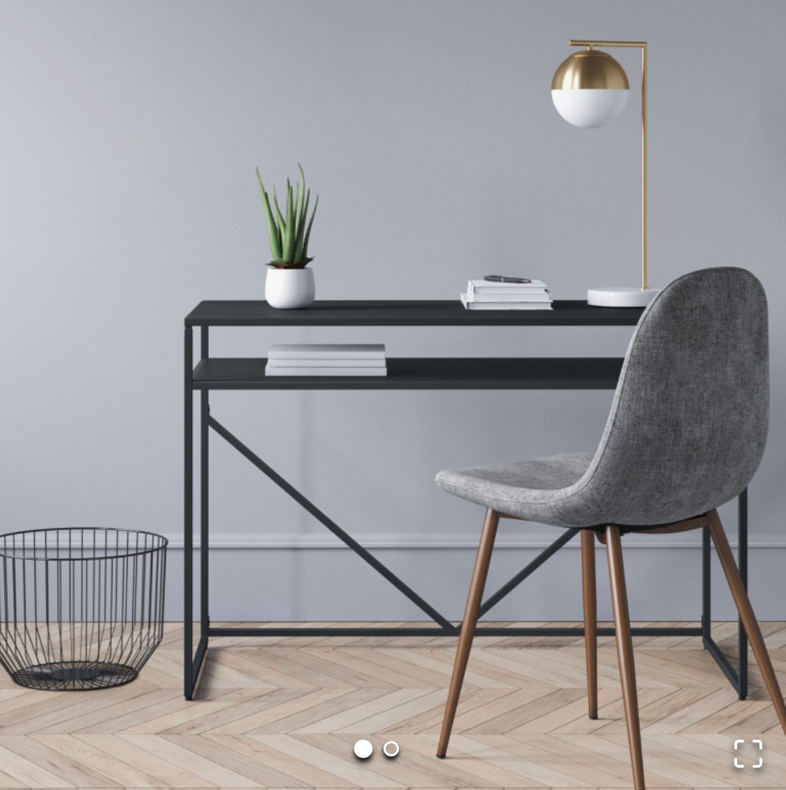 Glasgow Metal Writing Desk With Storage Black - Proiect 62TM