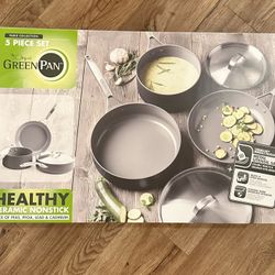 GreenPan Paris Pro Hard Anodized Healthy Ceramic Nonstick, 5 Piece Cookware Pots and Pans Set