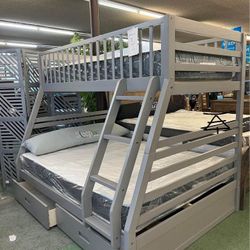 Jason Gray Finish Twin/Full Bunk Bed$10 Down Payment And Financing Available