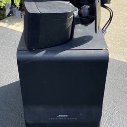 BOSE SPEAKER WITH SUB AND FOUR STANDS