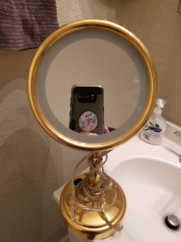 Vintage gold makeup mirror