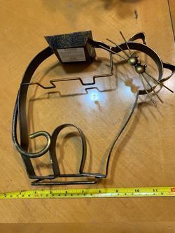 Cat Shaped Candle on a Rope Holder Decorative Bronze Tone Metal DecoGlow 8.25" pick up Coral Springs 33071