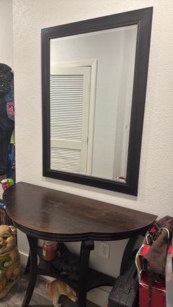 Dark Brown Framed Wall Mirror