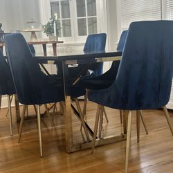 7 Piece Dining Room Set (contemporary Blue) 