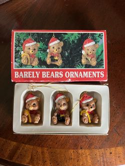 Antique Barley Bears Hand Painted Ornaments 