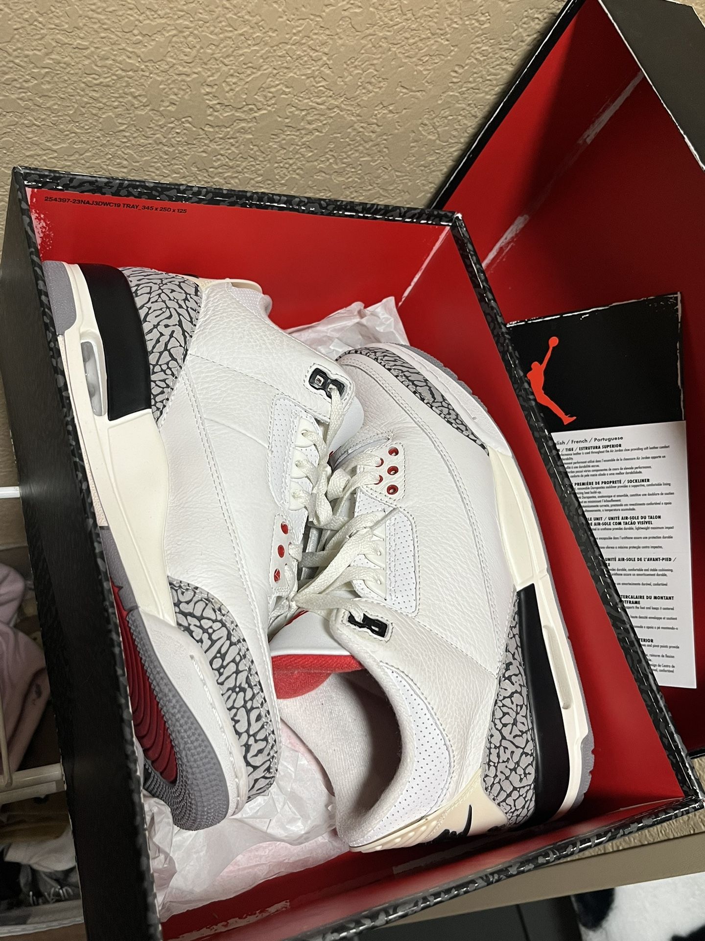 Jordan 3 White Cement Reimagined 2025 Men’s Size 9