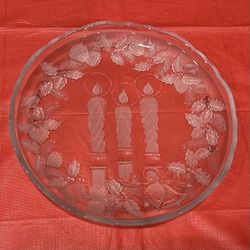 Quality Glass Christmas Decorative 15” Serving Plate