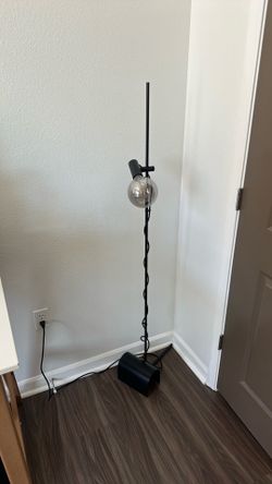 Floor lamp black/globe gray clear glass bulb