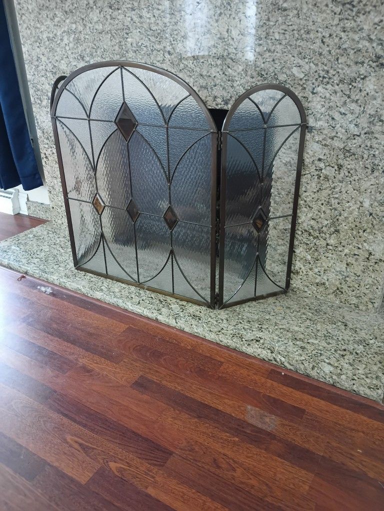 Stained Glass Fireplace Harp