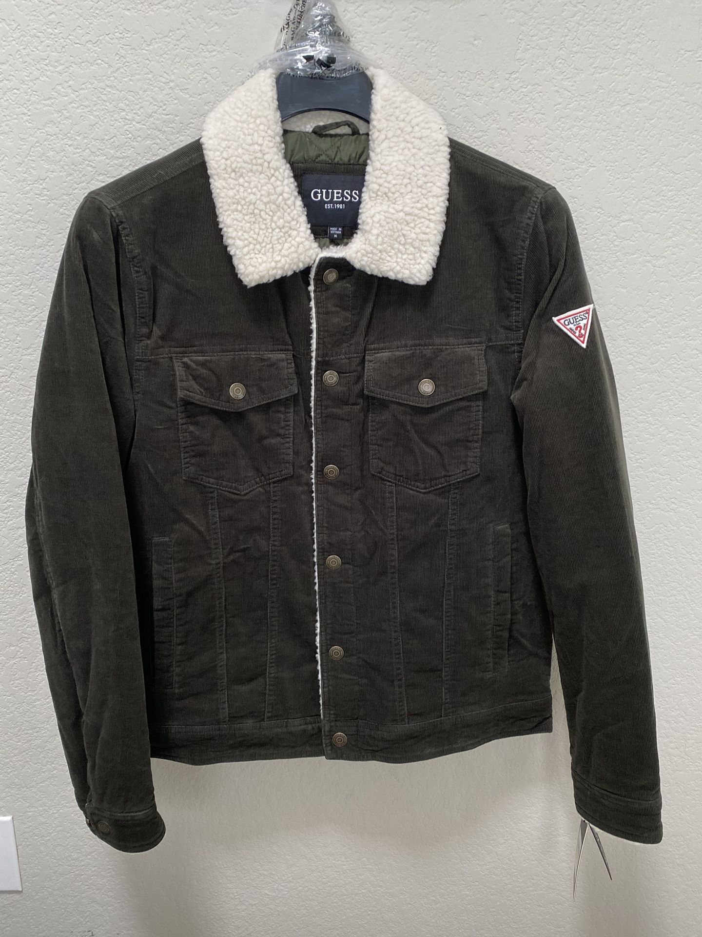 Guess Corduroy Sherpa Bomber Jacket, Large