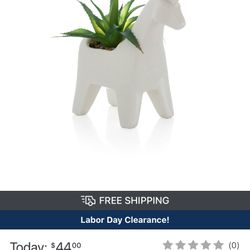 Unicorn Planter With Faux Plant 